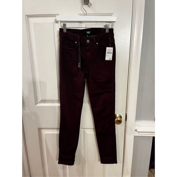 Paige Verdugo Ankle Mid-Rise Ultra Skinny Jean Aubergine sz 26 NWT $189 - Picture 3 of 8